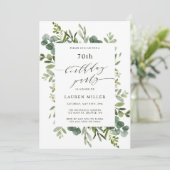 ユーカリ緑の葉の誕生日パーティー 招待状 (スタンド正面)