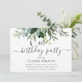 ユーカリ緑の葉の誕生日パーティー 招待状 (スタンド正面)