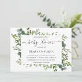 ユーカリ緑の葉の赤ちゃんシャワー 招待状 (スタンド正面)