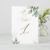 ユーカリ緑の表1結婚の表番号 招待状 (スタンド正面)