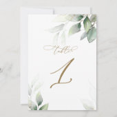 ユーカリ緑の表1結婚の表番号 招待状 (裏面)