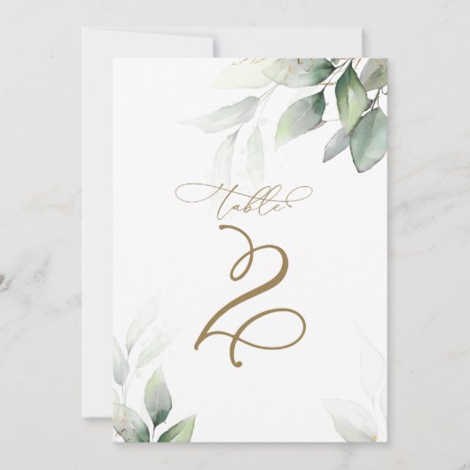 ユーカリ緑の表2結婚の表番号 招待状 (正面)