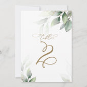 ユーカリ緑の表2結婚の表番号 招待状 (裏面)