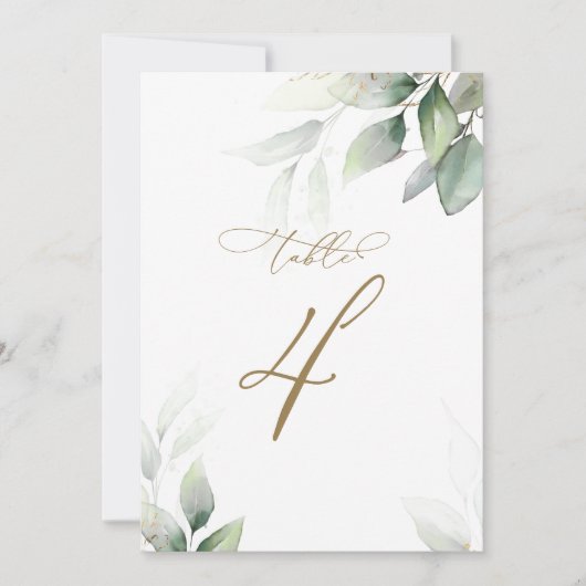 ユーカリ緑の表4結婚の表番号 招待状 (正面)