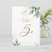 ユーカリ緑の表5結婚の表番号 招待状 (スタンド正面)