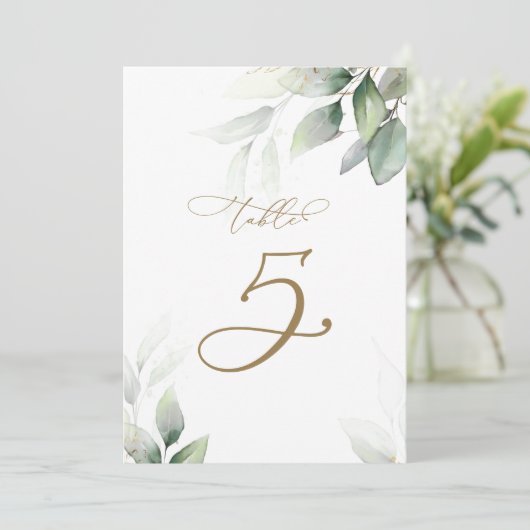 ユーカリ緑の表5結婚の表番号 招待状 (スタンド正面)