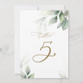 ユーカリ緑の表5結婚の表番号 招待状 (裏面)