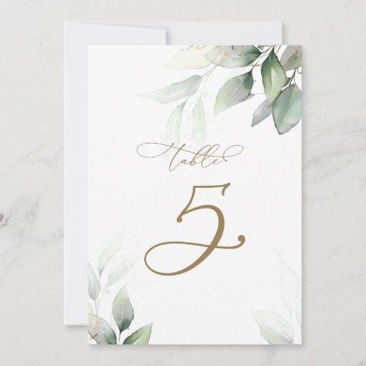 ユーカリ緑の表5結婚の表番号 招待状 (裏面)