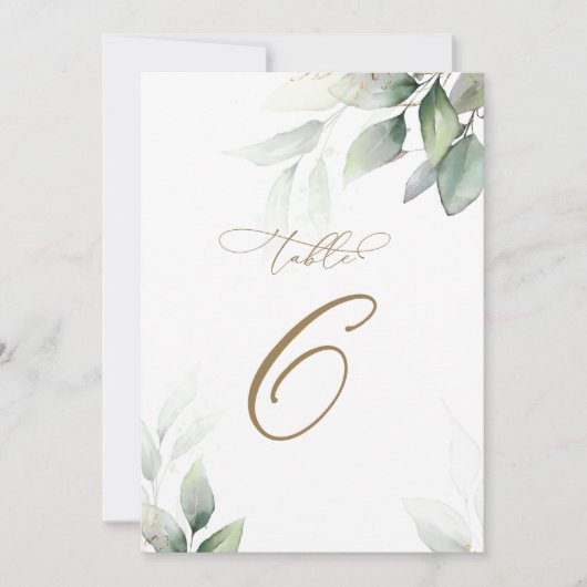 ユーカリ緑の表6結婚の表番号 招待状 (正面)