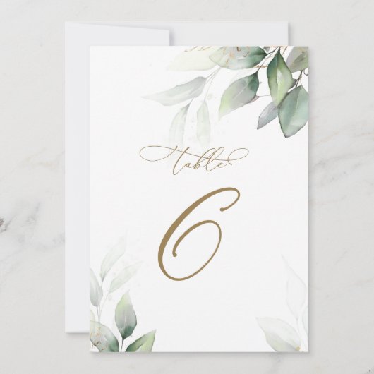 ユーカリ緑の表6結婚の表番号 招待状 (裏面)