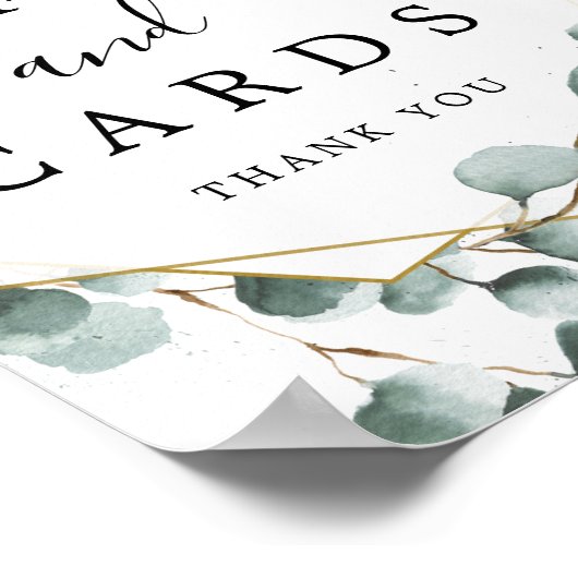 ユーカリ緑の贈り物とカードのサイン ポスター (角)