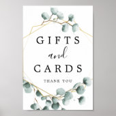 ユーカリ緑の贈り物とカードのサイン ポスター (正面)