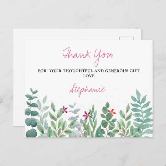 ユーカリ緑の赤ちゃんシャワーありがとうポストカ ポストカード (正面/裏面)