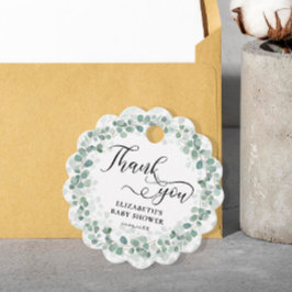 ユーカリ緑の赤ちゃんシャワーありがとう フェイバータグ