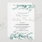 ユーカリ緑の赤ちゃんシャワー招待状 招待状 (正面/裏面)