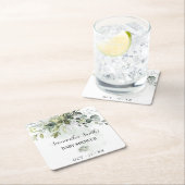 ユーカリ緑の赤ちゃんシャワー スクエアペーパーコースター (インサイチュ)