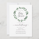 ユーカリ緑の赤ちゃんシャワー 招待状 (正面)