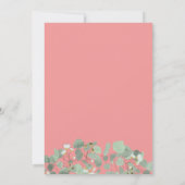 ユーカリ緑の赤ちゃん女の子ピンク赤ちゃんシャワー 招待状 (裏面)