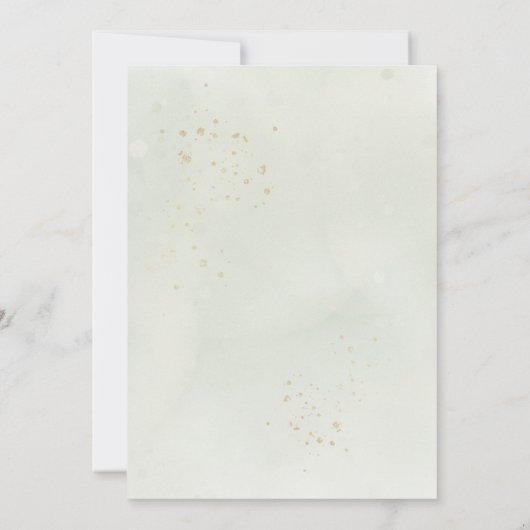 ユーカリ緑の金ゴールドエレガントベビーシャワー 招待状 (裏面)