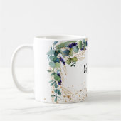 ユーカリ緑の金ゴールドグリッター名スクリプト コーヒーマグカップ (左)