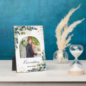 ユーカリ緑の金ゴールドグリッター結婚写真 フォトプラーク (側面)