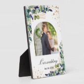 ユーカリ緑の金ゴールドグリッター結婚写真 フォトプラーク (側面)