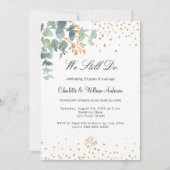 ユーカリ緑の金ゴールドハートは再生を誓う 招待状 (正面)