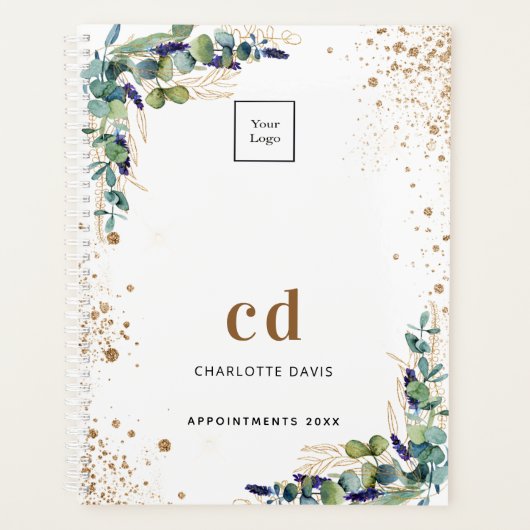 ユーカリ緑の金ゴールドビジネスロゴ2025 プランナー手帳 (正面)