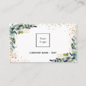 ユーカリ緑の金ゴールドロゴQRコード 名刺 (正面)