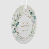 ユーカリ緑の金ゴールド幾何写真新着 オーナメント (正面)