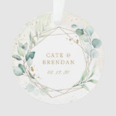 ユーカリ緑の金ゴールド幾何写真新着 オーナメント (正面)