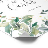 ユーカリ緑の金ゴールド幾何学的ギフトカード ポスター (角)