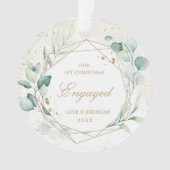 ユーカリ緑の金ゴールド幾何学的婚約した写真 オーナメント (正面)