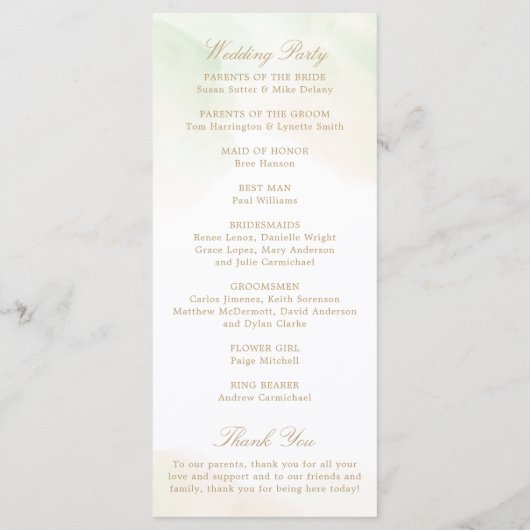 ユーカリ緑の金ゴールド幾何結婚体 プログラム (裏面)