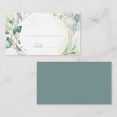 ユーカリ緑の金ゴールド幾何結婚素朴の プレイスカード (正面/裏面)
