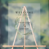 ユーカリ緑の金ゴールド結婚の歓迎 アクリルサイン (ニュートラル)