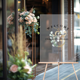 ユーカリ緑の金ゴールド結婚の歓迎 アクリルサイン