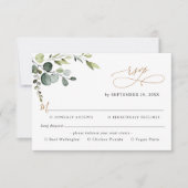 ユーカリ緑の金ゴールド食事オプション曲要求 出欠カード (正面)