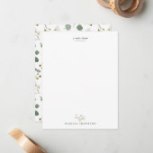 ユーカリ緑の銀ドルガムの花 ノートカード (正面/裏面インサイチュ)