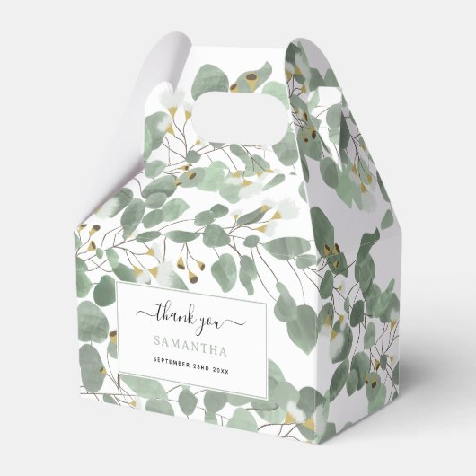 ユーカリ緑の銀ドルガムの花 フェイバーボックス (正面サイド)