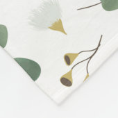 ユーカリ緑の銀ドルガムの花 フリースブランケット (角)