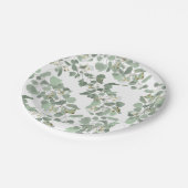 ユーカリ緑の銀ドルガムの花 ペーパープレート (アングル)