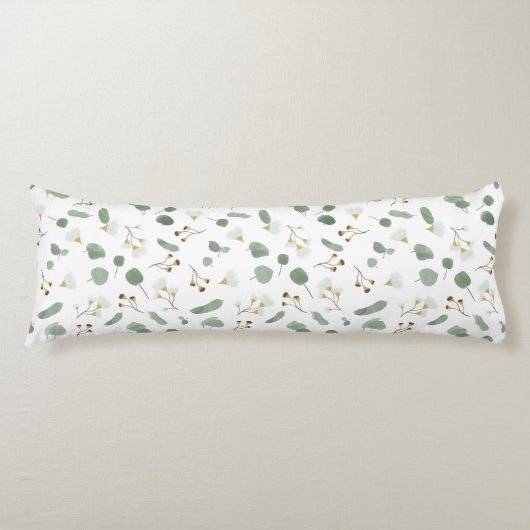 ユーカリ緑の銀ドルガムの花 ボディピロー (正面)