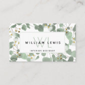 ユーカリ緑の銀ドルガムの花 名刺 (正面)