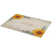 ユーカリ緑ひまわりバラ金ゴールドグリッター カッティングボード (角)