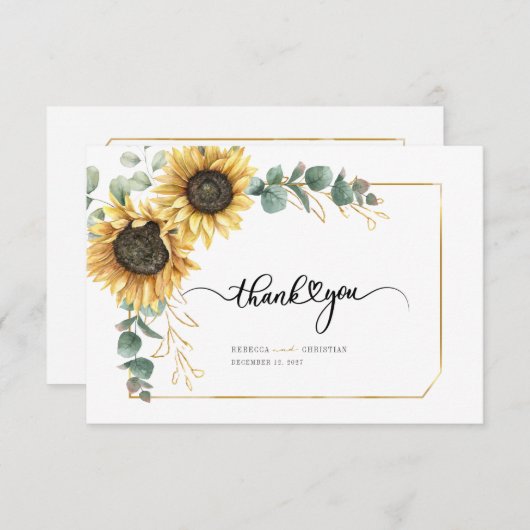 ユーカリ緑ひまわりフローラ多肉植物 サンキューカード (正面/裏面)