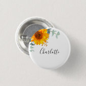 ユーカリ緑ひまわり名札 缶バッジ (正面&裏面)