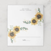 ユーカリ緑ひまわり結婚台本の表 プレイスカード (外部開封)