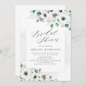 ユーカリ緑アネモンフローラブライダルシャワーi 招待状 (正面/裏面)