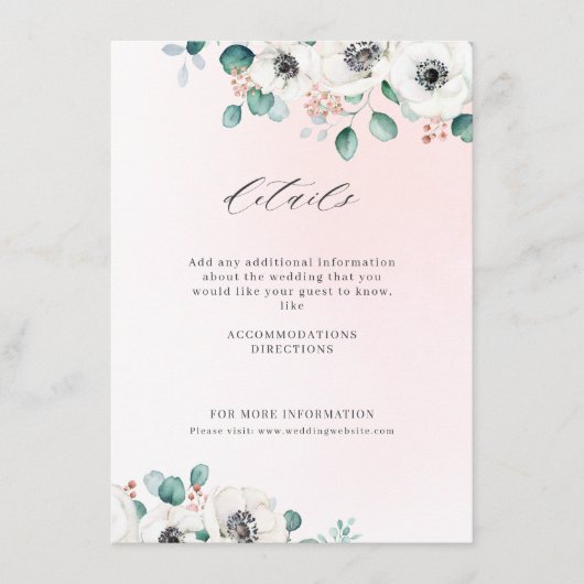 ユーカリ緑アネモンフローラ素朴結婚性 エンクロージャーカード (正面)